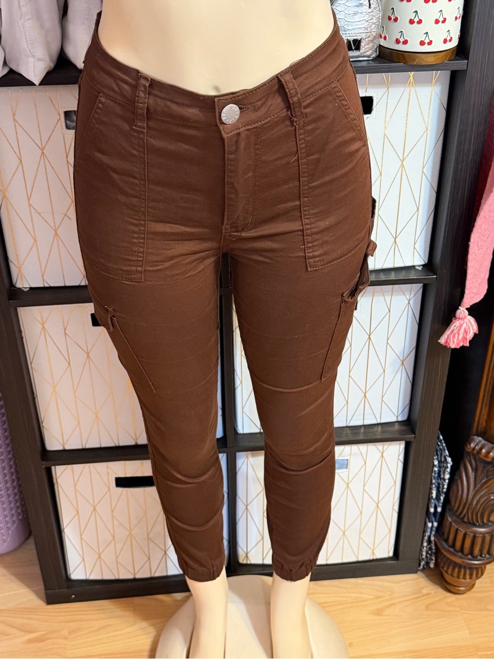 VIP Brown Cropped Cargo Skinny Jeans